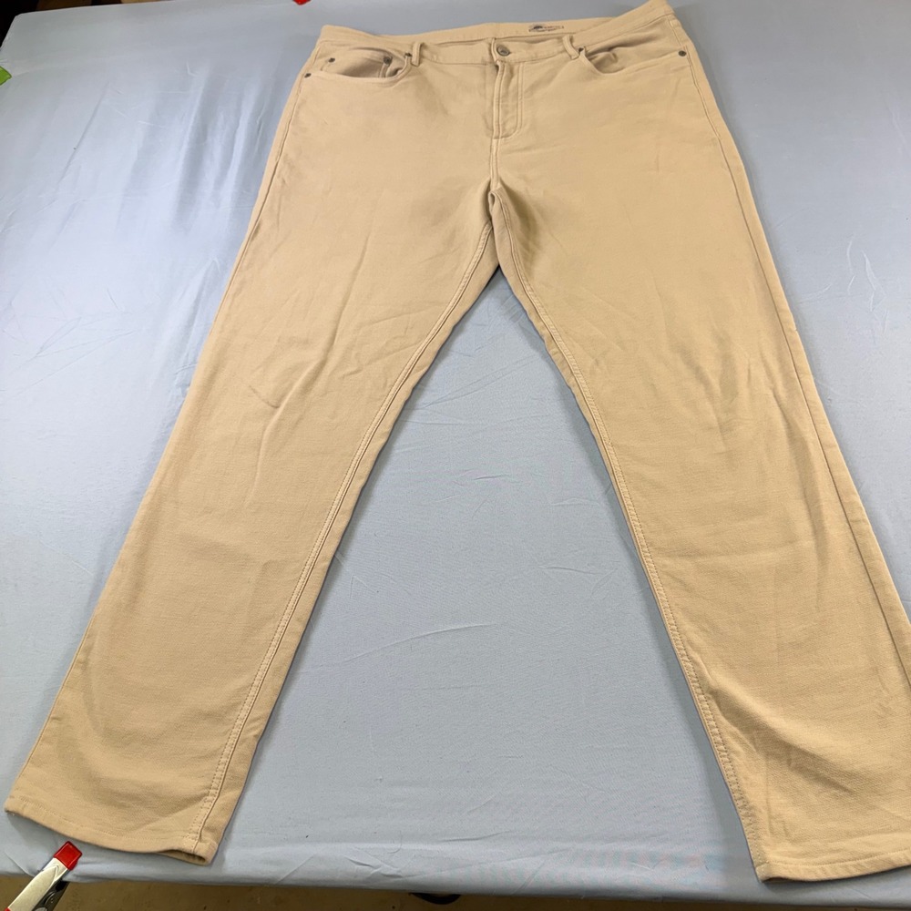Faherty Brand Mens 38x32 5-Pocket Twill Pants Tan Khaki Straight Leg Casual